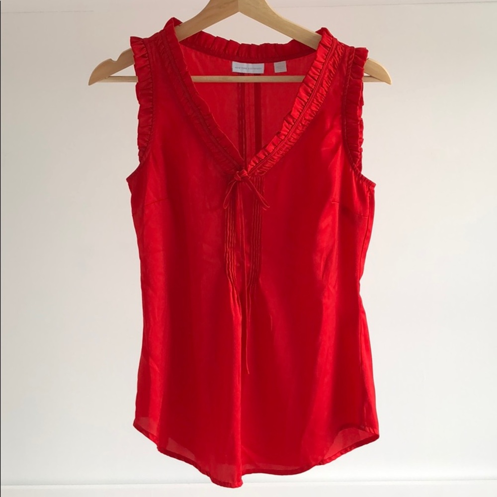 Red Sleeveless Blouse